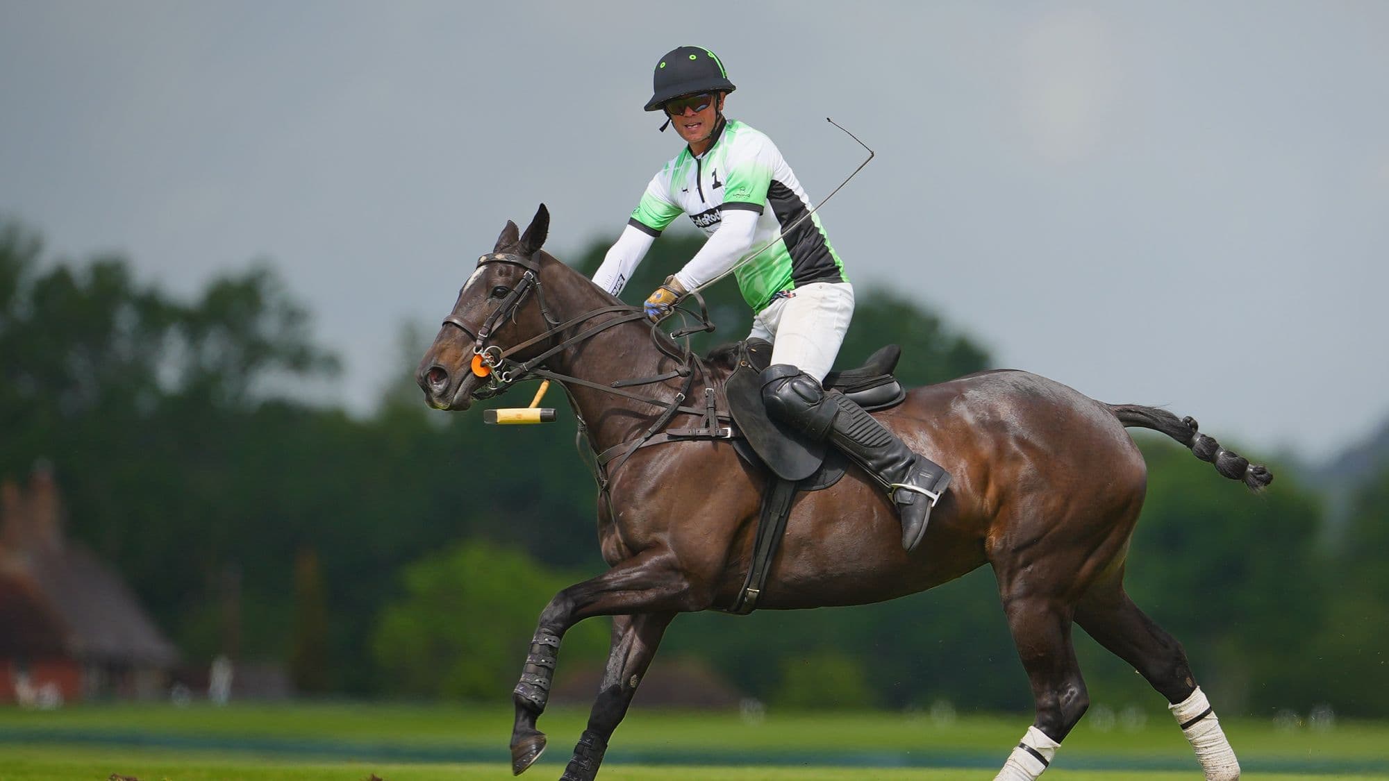 A SafeRock® Polo Team player at full gallop